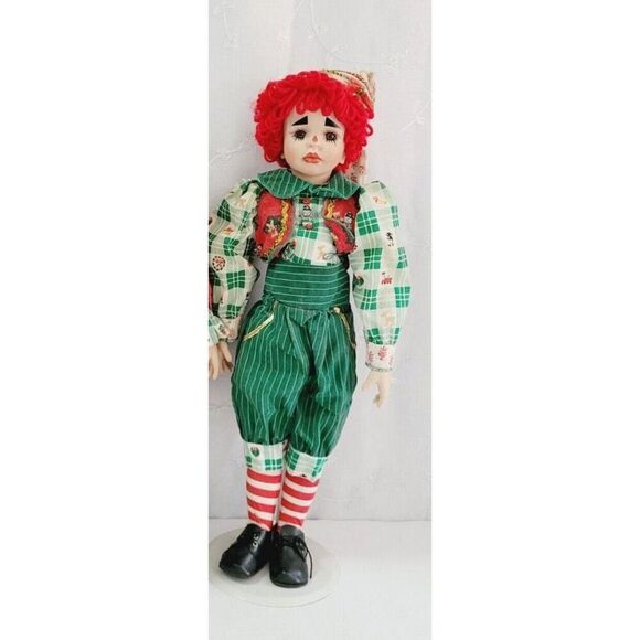 Vintage 22" Raggedy Andy Boy Christmas Porcelain Doll Kelly J. RuBert A590 - Picture 1 of 6